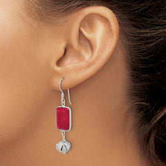Sterling Silver Red Jade Dangle Shepherd Hook Earrings