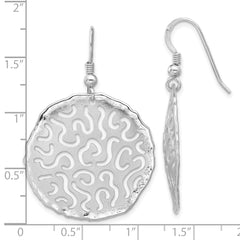 Sterling Silver Rhodium Plated Polished and Brushed Earrings
