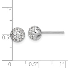 Sterling Silver Rhodium-plated Micro Pave CZ Ball Stud Earrings