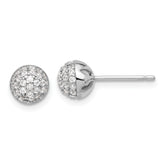 Sterling Silver Rhodium-plated Micro Pave CZ Ball Stud Earrings