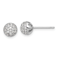 Sterling Silver Rhodium-plated Micro Pave CZ Ball Stud Earrings