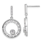 Pure Fire Sterling Silver Rhodium-plated Fancy Circle CZ Dangle Post Earrin
