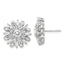 Sterling Silver Rhodium-plated CZ Floral Post Earrings