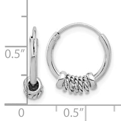 Sterling Silver Rhodium-plated Polished/Textured Endless Hoop Earrings