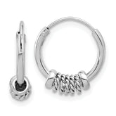 Sterling Silver Rhodium-plated Polished/Textured Endless Hoop Earrings