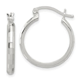 Sterling Silver Polished Textured Hoop Earrings