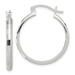 Sterling Silver Polished Textured Hoop Earrings