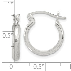 Sterling Silver Polished Textured Hoop Earrings