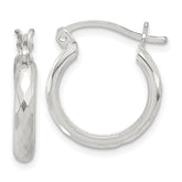 Sterling Silver Polished Textured Hoop Earrings