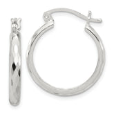 Sterling Silver Polished Textured Hoop Earrings