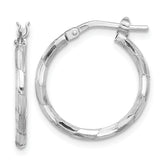 Sterling Silver Rhodium-plated Polished Textured 1.60mm Hoop Earrings