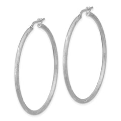 Sterling Silver Rhodium-plated Satin and Polished D/C Hoop Earrings