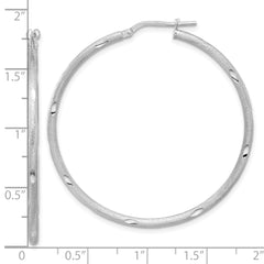 Sterling Silver Rhodium-plated Satin and Polished D/C Hoop Earrings