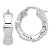 Sterling Silver Rhodium-plated Polished Hoop Earrings