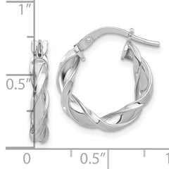 Sterling Silver Rhodium-plated Polished Twisted Hoop Earrings