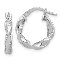 Sterling Silver Rhodium-plated Polished Twisted Hoop Earrings