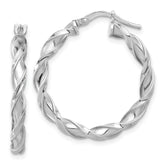 Sterling Silver Rhodium-plated Polished Twisted Hoop Earrings