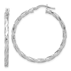 Sterling Silver Rhodium-plated Polished Twisted Hoop Earrings
