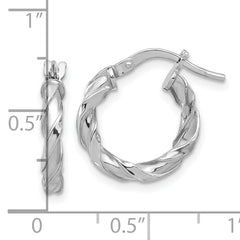 Sterling Silver Rhodium-plated Polished Twisted Hoop Earrings