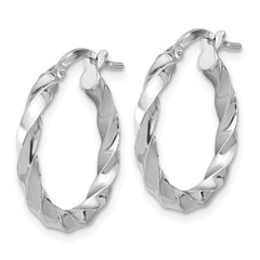 Sterling Silver Rhodium-plated Polished Twisted Hoop Earrings