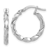 Sterling Silver Rhodium-plated Polished Twisted Hoop Earrings