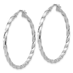 Sterling Silver Rhodium-plated Polished Twisted Hoop Earrings