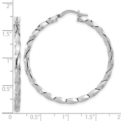 Sterling Silver Rhodium-plated Polished Twisted Hoop Earrings