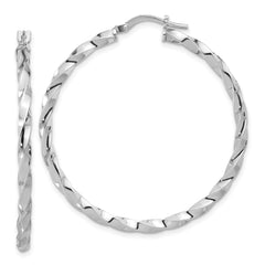 Sterling Silver Rhodium-plated Polished Twisted Hoop Earrings