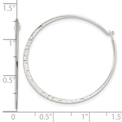 Sterling Silver Polished and Hammered Large Round Hoop Earrings