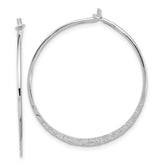 Sterling Silver Polished and Hammered Large Round Hoop Earrings