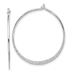 Sterling Silver Polished and Hammered Large Round Hoop Earrings