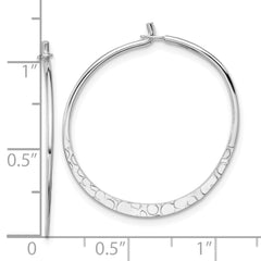 Sterling Silver Polished and Hammered Medium Round Hoop Earrings
