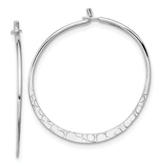 Sterling Silver Polished and Hammered Medium Round Hoop Earrings