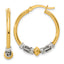 Sterling Silver Gold-tone Polished Antiqued Beaded Hoop Earrings