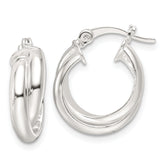 Sterling Silver Polished Twisted Double Hoop Earrings