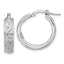 Sterling Silver Rhod-plated Polished and Textured Round Hoop Earrings