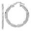 Sterling Silver RH-plated Polished and Textured Twisted Hoop Earrings