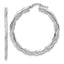Sterling Silver RH-plated Polished and Textured Twisted Hoop Earrings