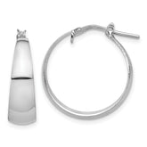Sterling Silver RH-plated Polished Tapered Round LG Hoop Earrings