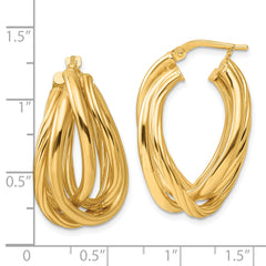 Sterling Silver Gold-tone Polished and Twisted Fancy Oval Hoop Earrings