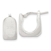 Sterling Silver Rhodium-plated Brushed Hollow Square Hoop Earrings