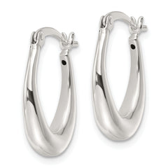 Sterling Silver Polished Oval Hoop Earrings