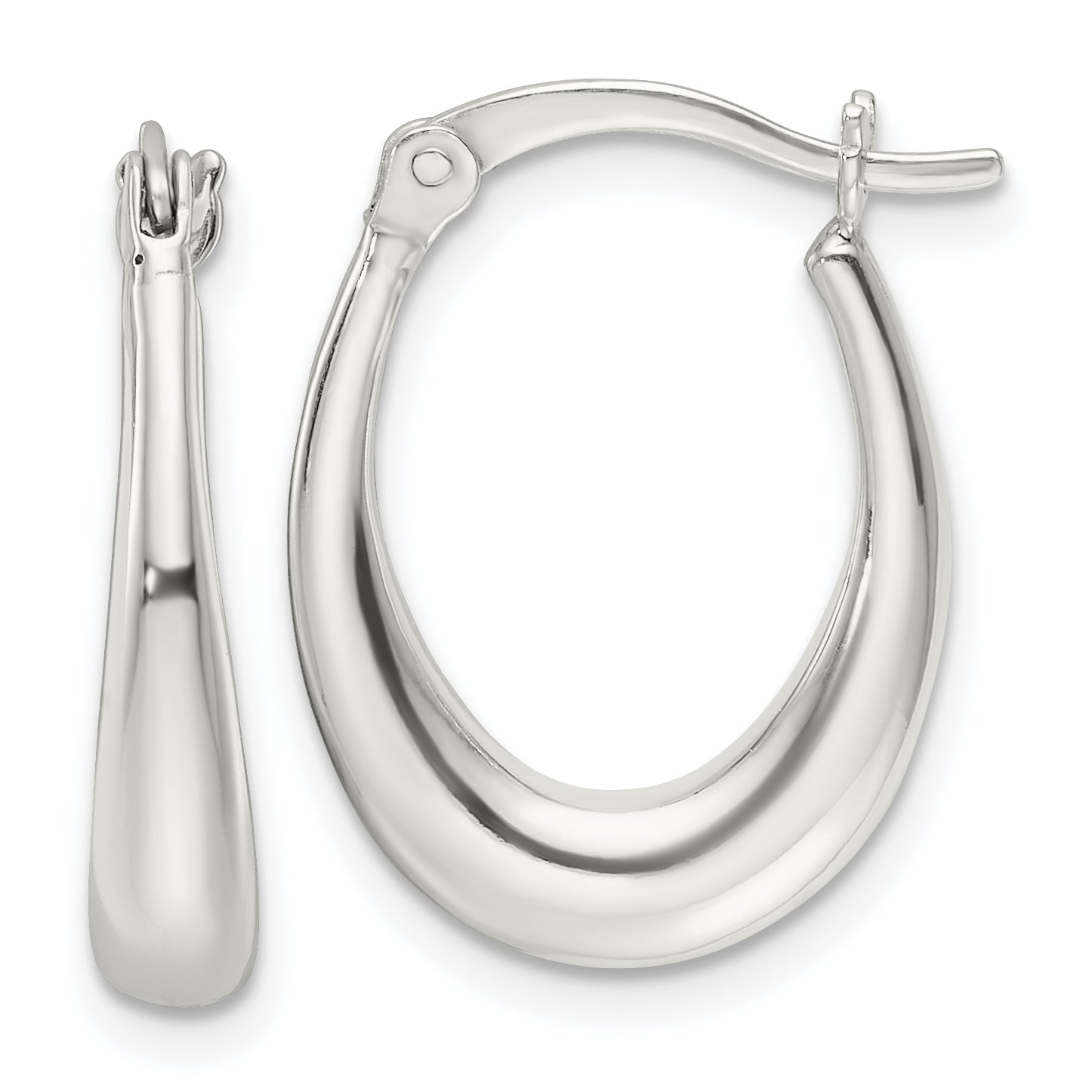 Sterling Silver Polished Oval Hoop Earrings