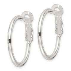 Sterling Silver Polished 25x2mm Omega Back Round Hoop Earrings