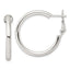 Omega Back Round Hoop Earrings in Sterling Silver, 3.2x30mm - Sophia Jewelers