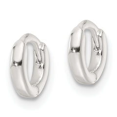 Sterling Silver Polished 8.2x1.6mm Round Hinged Hoop Earrings