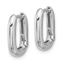 Sterling Silver Rhodium-plated Rounded Edge Square Hinged Hoop Earrings