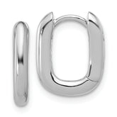 Sterling Silver Rhodium-plated Rounded Edge Square Hinged Hoop Earrings