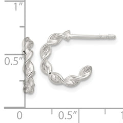 Sterling Silver E-coated Twisted Post Hoop Earrings