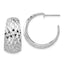 Sterling Silver Rhodium-plated Polish Textured C-Hoop Post Earrings
